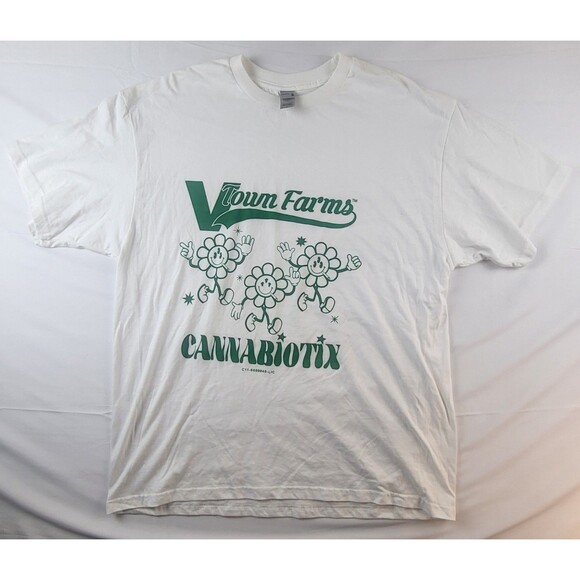 Marijuana V Town Farms Weed Smoking Flowers Graphic T Shirt White Size XL - Picture 1 of 6